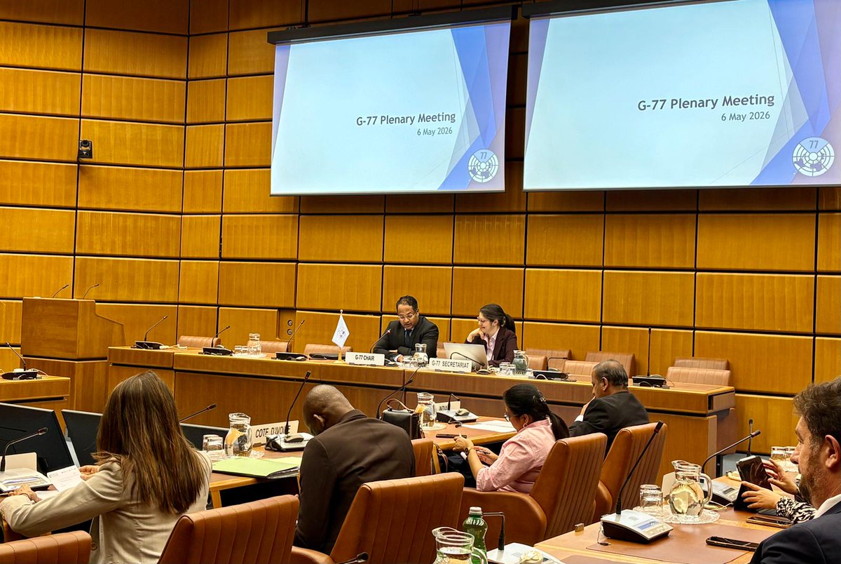 G77_Vienna's tweet photo. Today at the #G77 Plenary Meeting chaired by H.E. @shambhukumaran Amb. of @IndiainAustria, the Group came together to hold key discussions, including on issues of interest for developing countries pertaining to the latest and upcoming meetings of the Vienna-based organizations. https://t.co/PrlIKME7jI