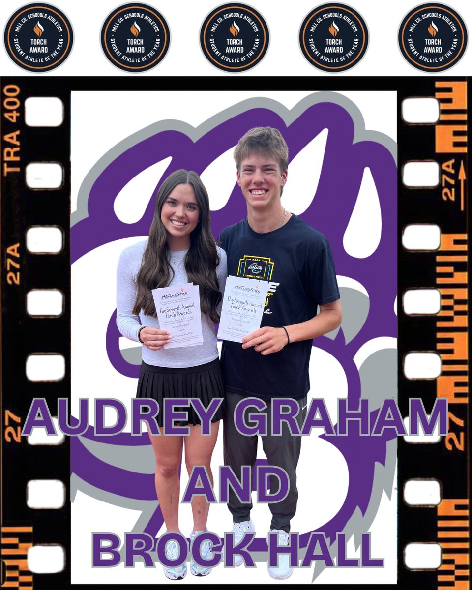 CBLUFFAD's tweet photo. Bear Nation, please join in congratulating Cherokee Bluff Seniors Audrey Graham and Brock Hall on being recognized as HCSD Torch Award recipients for the 2025-26 school year. #GoBears @HallcoCBHS @cbpurplereign @gtimessports @WDUNSports @Hall_Schools https://t.co/30AuCz0i9e