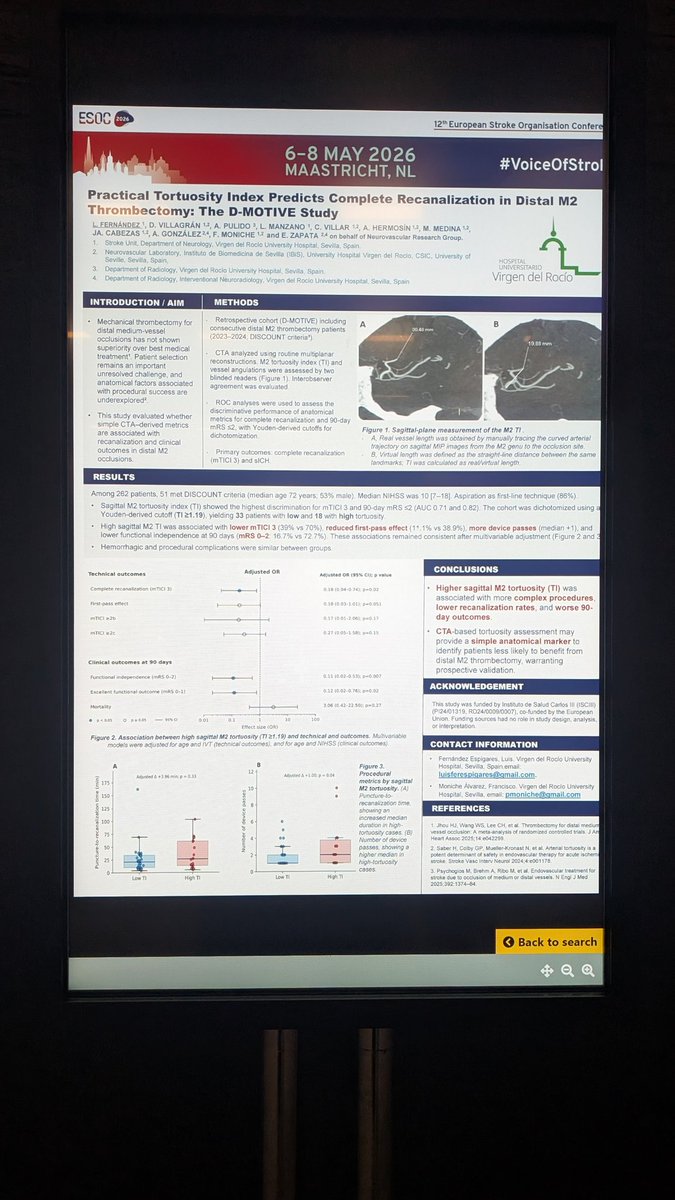 neuroHUVR's tweet photo. A continuación os dejamos algunos de los trabajos presentados por los residentes y adjuntos de nuestro servicio en la 12th European Stroke Organización Conference en Maastricht (1/2) #12thESOC #stroke #vascularneurology 🧠🩸 https://t.co/6Rw9nValMn