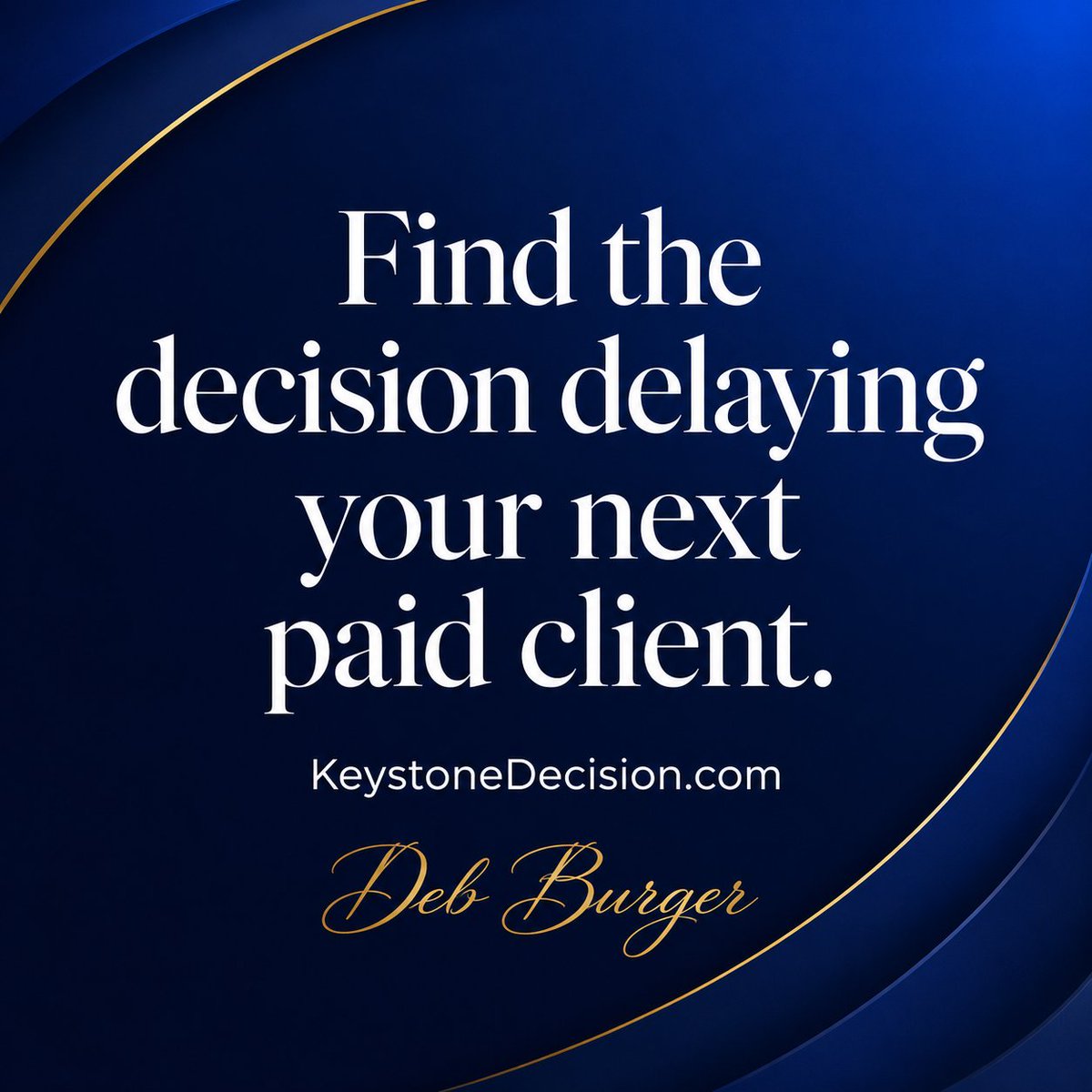 DebBurgerSold's tweet photo. Most business owners do not need more content.
They need a cleaner decision. If your offer is unclear, more content spreads the confusion. If your buyer is too broad, more visibility attracts the wrong people. If your next step is not obvious, interest turns into silence.
That is what I call The Keystone Decision.
It is the decision underneath the business that determines whether effort turns into movement.
I created https://t.co/AsDD7HzUg4 to help independent operators see where their revenue path may be getting delayed. Take the diagnostic. https://t.co/AsDD7HzUg4