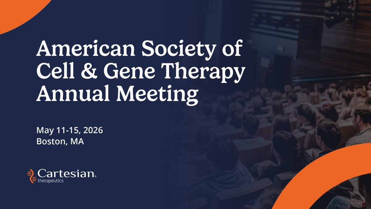 CartesianTX's tweet photo. Our team is on the ground at the @ASGCTherapy 2026 Annual Meeting kicking off tomorrow. Come see our posters to hear more about our work in #myastheniagravis.

#celltherapy #autoimmunity https://t.co/2ZZx5mnwiN