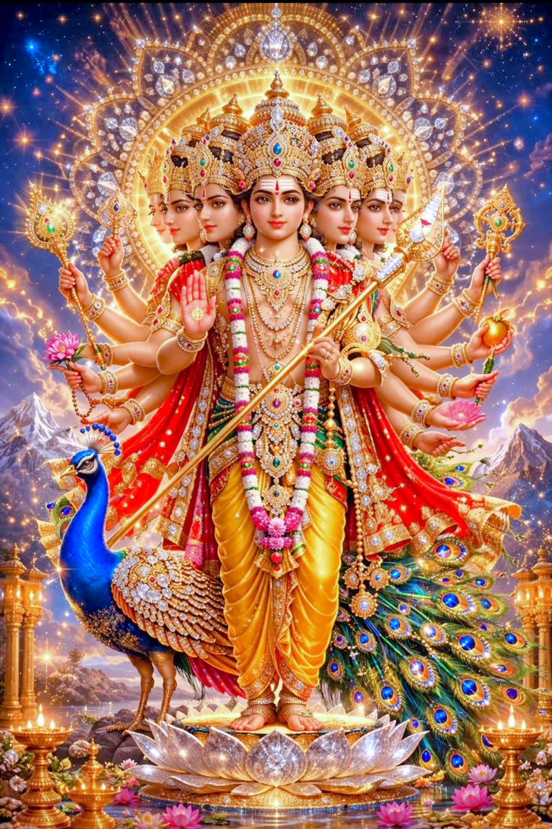 पार्वतीनन्दनं शम्भोरानन्दपरिवर्धनम्
भक्तानन्दकरं नित्यं मयूरेशं नमाम्यहम्
वन्दे भानुसहस्रकोटिसदृशं वन्दे सुरेन्द्रार्चितं वन्दे माल्यविभूषितं शिवसुतं वन्दे गुरूणां गुरुम्
वन्दे वेदकदम्बकैरभिनुतं वन्दे मयूरासनं वन्दे सिद्धगणाश्रयं प्रतिदिनं वन्दे गुहं षण्मुखम्॥
#मुरुगाय_नमो_नमः🙏