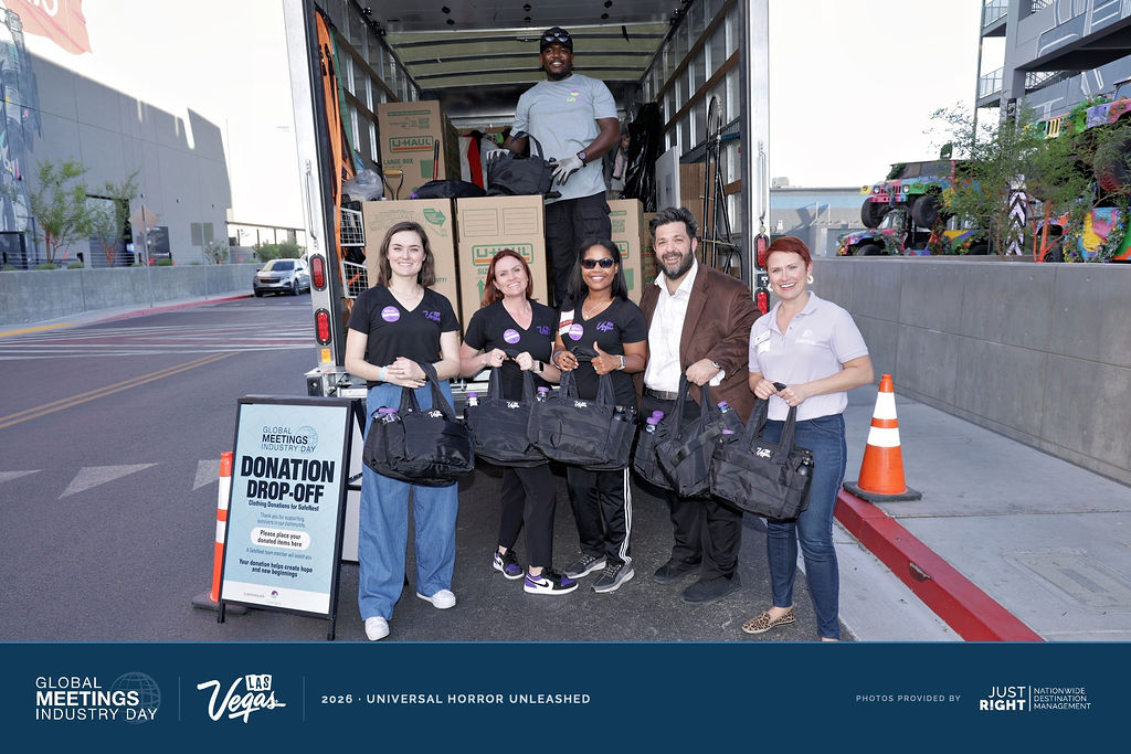 LVCVA's tweet photo. Happy #GMID2026 🎉
Every event is elevated in Las Vegas—the city’s energy fuels innovation, creativity and unforgettable attendee experiences. For #GMID, our meetings community assembled 200+ care kits and collected 1,500 lbs of professional clothing at @unleashedvegas to support @safenest survivors entering the workforce.
#VegasMeansBusiness