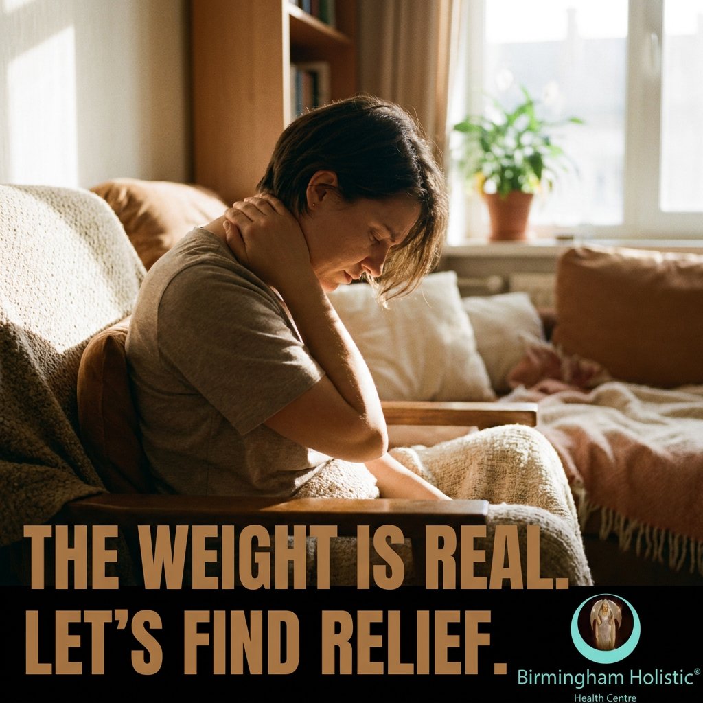BhamHolistic's tweet photo. The weight is real, but you don't have to carry it alone. If stress is taking a physical toll, we’re here to help you find true relief. Reach out to start your healing journey with us today. 🌿

#StressRelief #HolisticHealth #BirminghamWellness #HealingJourney https://t.co/HFAdNhopcu