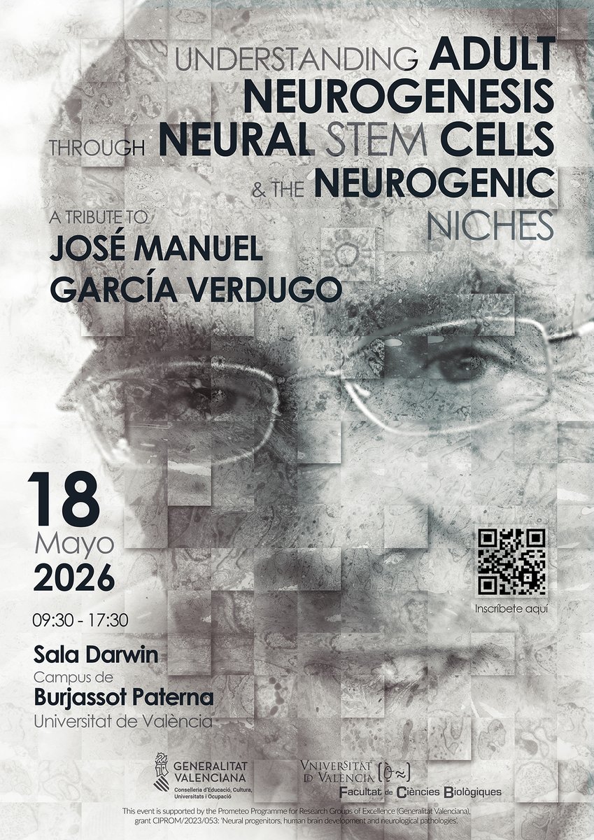 VivianCG_Lab's tweet photo. 🧠On May 18, the Burjassot Campus (@UV_EG) will host the Workshop "Understanding Adult Neurogenesis through NSCs and their Niches", in tribute to José Manuel García Verdugo.

Don´t miss it. Free registration here👇
https://t.co/Jba6T85GsF

@UCSF @cabimer @MayoClinic https://t.co/a6aw3rDIip
