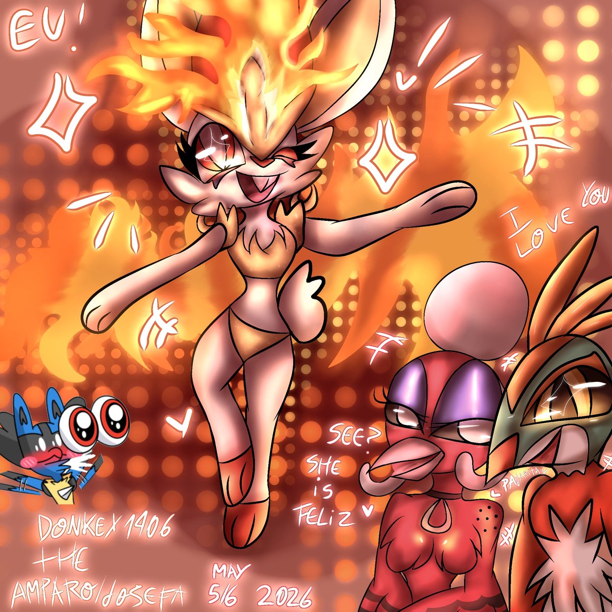 Josefa140619's tweet photo. I honestly wanted to do this, and I guess it turned out well, but oh well, time to rest or get back to work
(And aproveche for draw carmenly and hawk)
#Cinderace #Oricorio #hawlucha #Lucario #ibispaint
@StrikertailCs https://t.co/8ElB9RQ0uQ