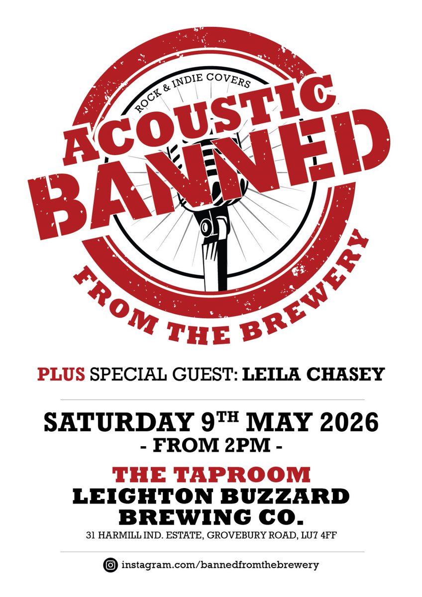 LB_Beer's tweet photo. This Saturday from 2pm @LB_Beer taproom presents an acoustic session from Banned from the Brewery with a special guest.
Food supplied by @FoodStratton will be available on the day. https://t.co/HFpWjdCr4h