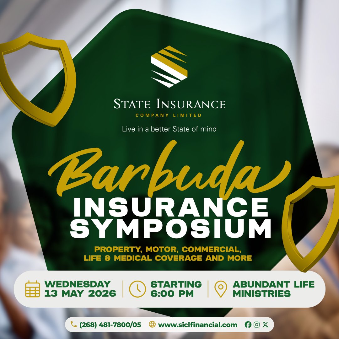stateInsurancec's tweet photo. Join us in Barbuda for an important conversation on protecting what matters most.

📅 Wednesday, 13th May 2026
🕔 6:00 PM
📍 Abundant Life Ministries

#ProtectWhatMatters #InsuranceProtection #SmartCoverage #LiveInABetterStateOfMind #StateInsuranceCompanyLimited #AntiguaBarbuda https://t.co/H0RgcnB7P9