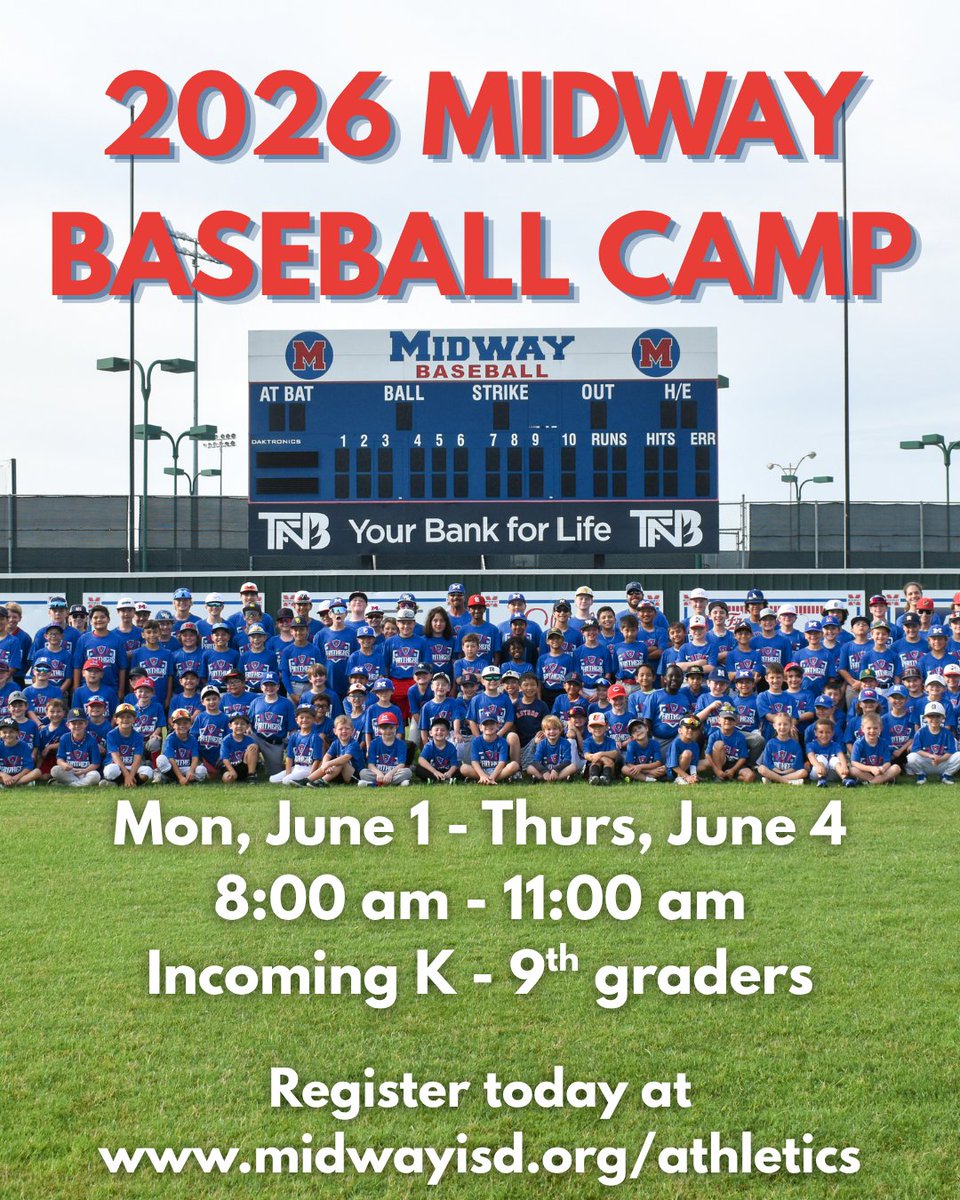 MidwayBsball's tweet photo. Baseball camp will be here before you know it!
Get your favorite Future Panther signed up today!
Register here: https://t.co/7b8nZoVf2S https://t.co/ygBlbgUyYG