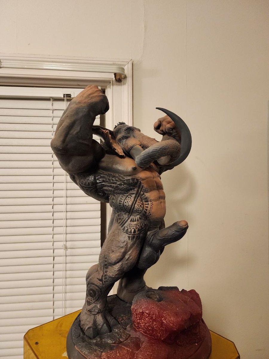 PainbowPaints's tweet photo. Would there be any interest? I got about 85% done painting him before leaving him in Kansas. Would have been $900 completed, but he's not quite done. $350 maybe? Tusks, bit of head detailing, base, and he's done. Would ship from Kansas. https://t.co/eNLkXAsV2l