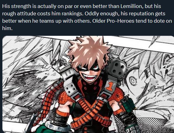 I really love the fact that older pro heroes dot on him. They bring food for him and they make sure that he doesn't push himself too hard. Think about mirko and best jeanist giving him a head pat after the mission 🤭🤭