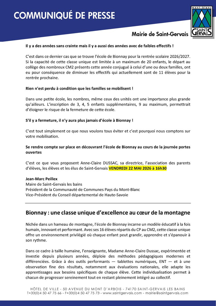 PEILLEX's tweet photo. #saintgervais aidez-nous à sauver l’école de #Bionnay https://t.co/AwoBXgYv2z