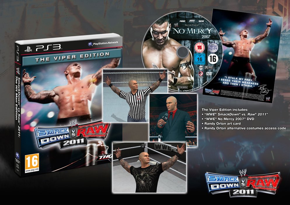 DailyOrton's tweet photo. WWE SmackDown vs. Raw 2011 - The Viper Special Edition

Included "No Mercy 2007 DVD" https://t.co/g05BBH10Fc