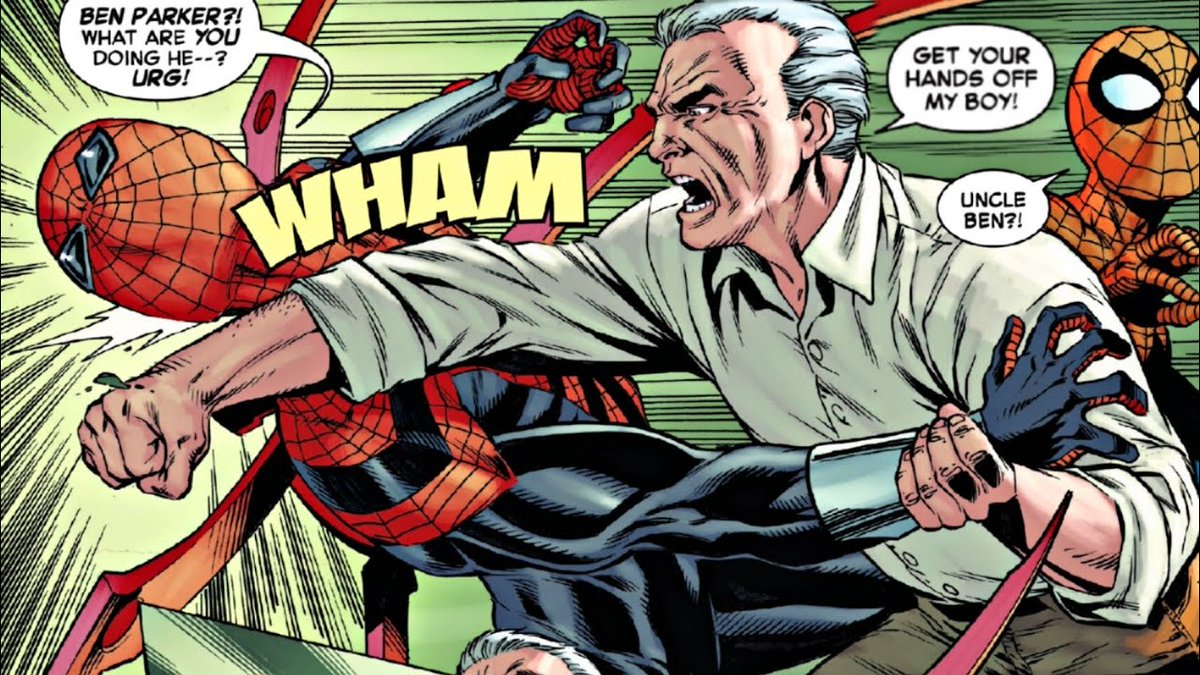 FitMarshmellow's tweet image. guys all i'm saying is it would be WAY more interesting if uncle ben got to live for a while and we saw him die DURING his career, by like Otto or something!

think of the STORY POTENTIAL!!

and then we'd get to know for a fact that Spider-Man is a hero even without tragedy!!!