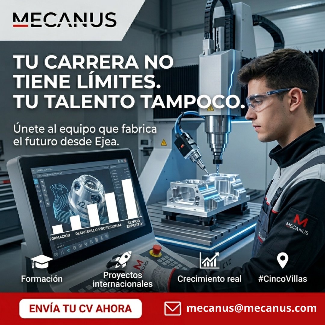 mecanus_'s tweet photo. 🚀 ¿Cansado de hacer siempre lo mismo?

En #Mecanus el futuro se fabrica cada mañana. 

Buscamos personas con ganas de aprender y trabajar con tecnología punta desde Ejea. 🦾✨

✅ Formación continua 

✅ Plan de carrera 

✅ Estabilidad

¡Te esperamos! 

📧 mecanus@mecanus.com https://t.co/CybOal2IBK