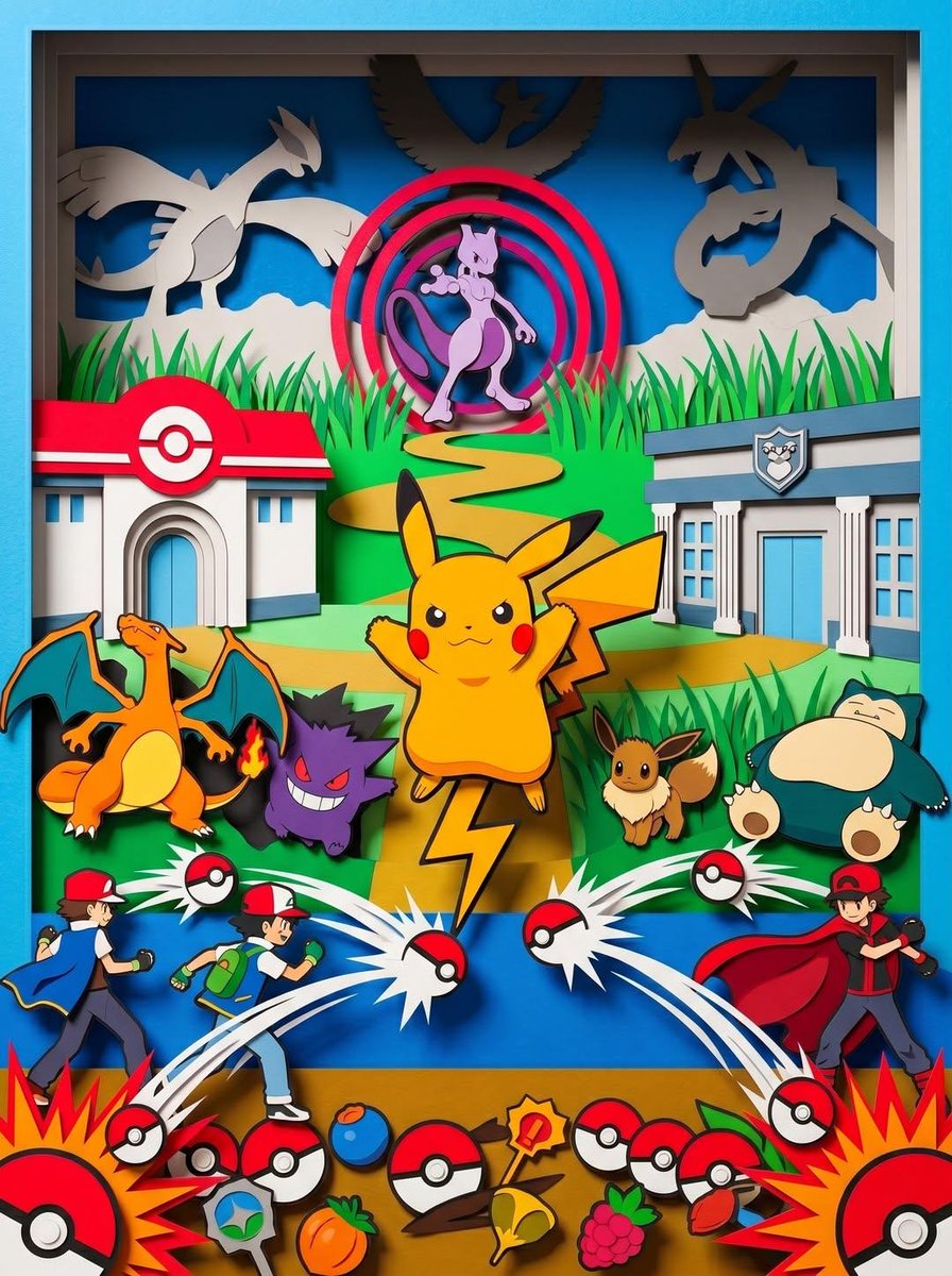 Hyper-saturated Paper Cut-out Diorama of Cartoon Worlds