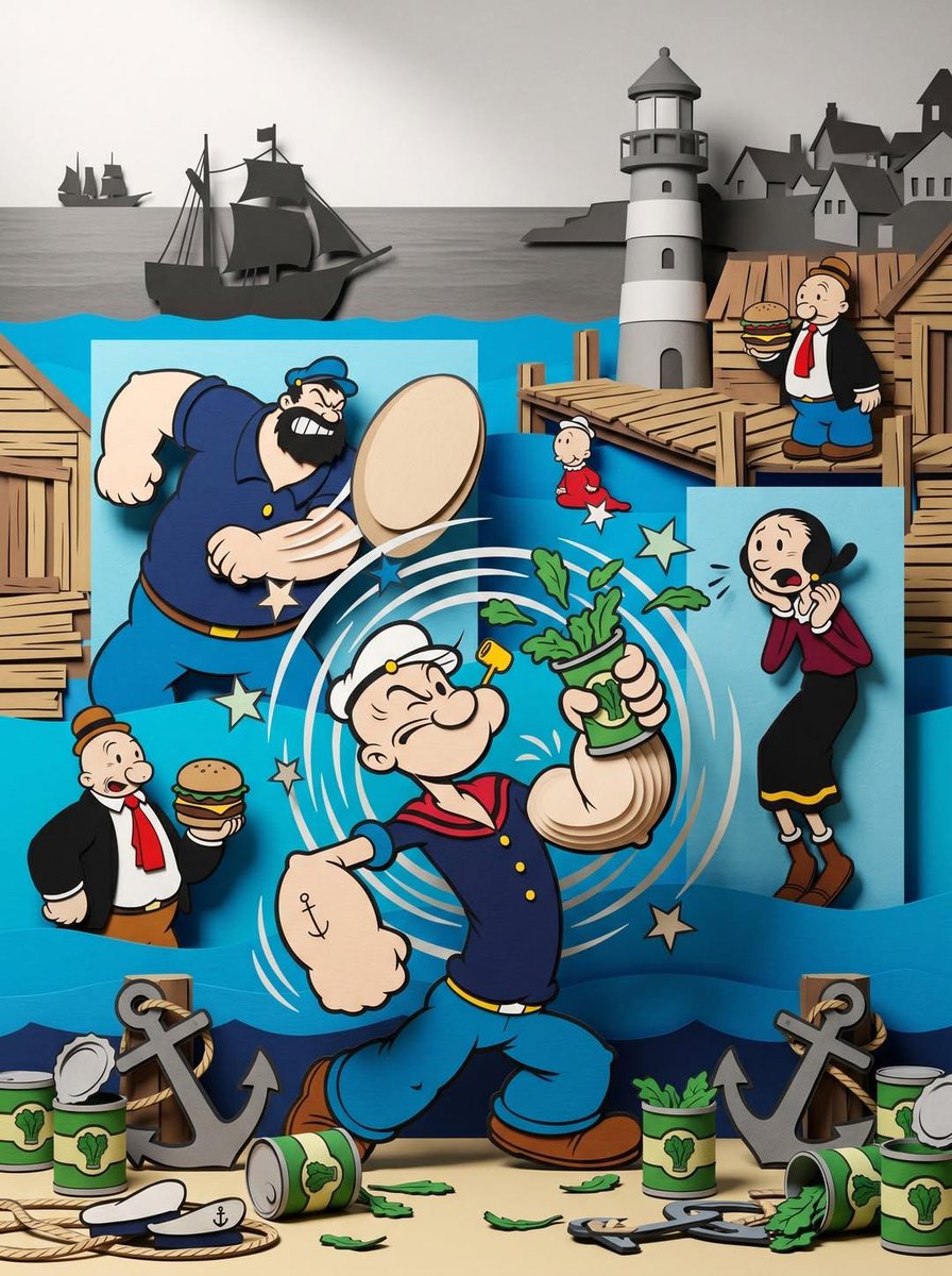 Hyper-saturated Paper Cut-out Diorama of Cartoon Worlds