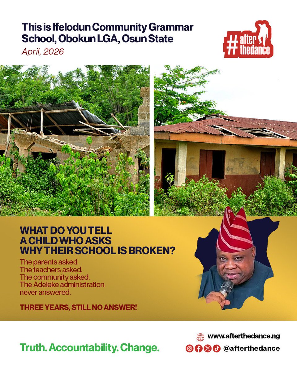 One of many pitiful school situations in Osun under Adeleke.

3 years of budgets. 3 years of allocations. 3 years of a governor at events instead of schools.

From Atakumosa to Obokun — same story. In August 2026, Osun electorates must close this chapter.

#AfterTheDance