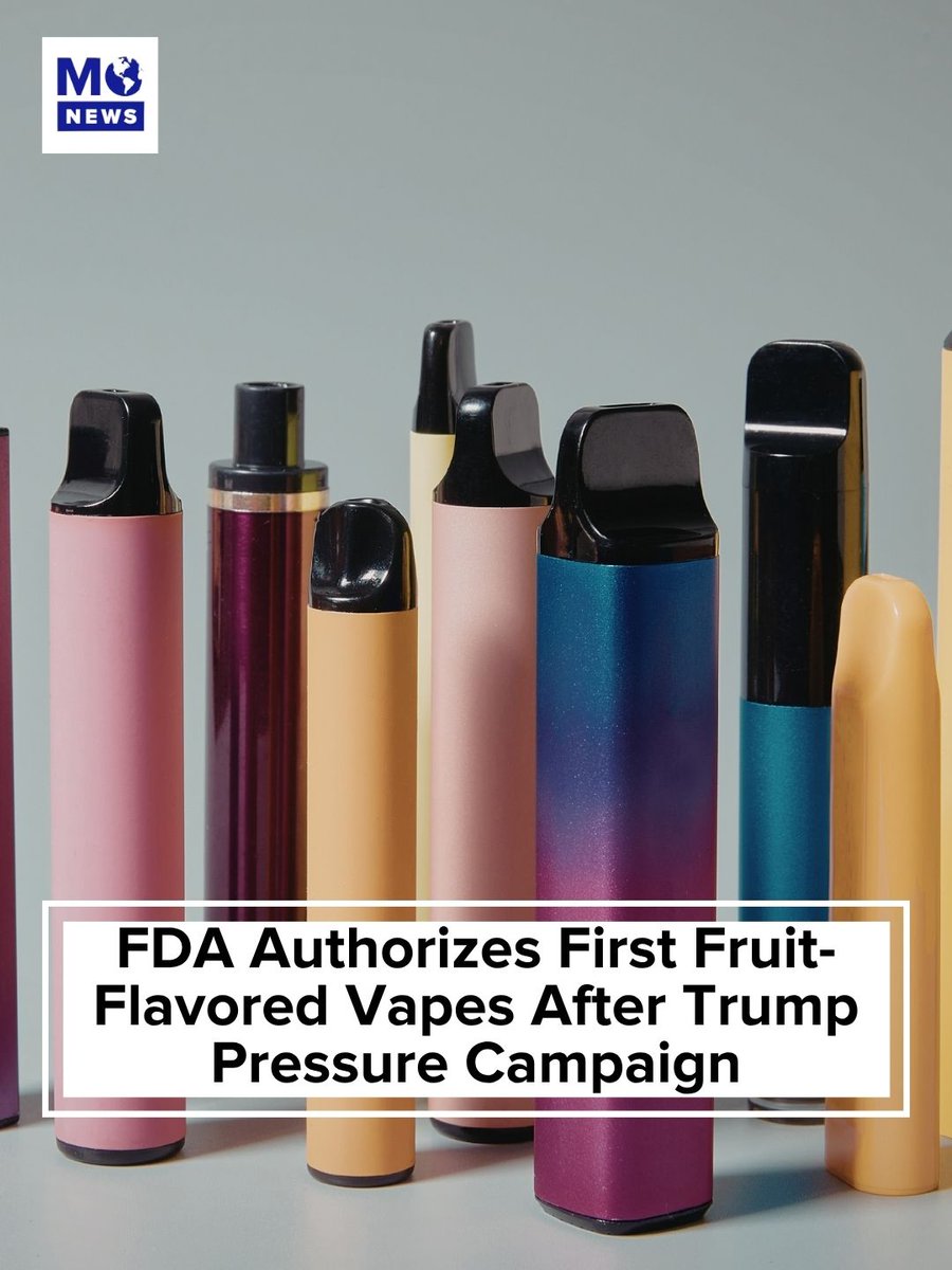 The FDA authorized the first fruit-flavored vapes for adults 21+ Tuesday, a  major policy shift that comes after President Trump vowed to save vaping.  Trump reportedly urged FDA Commissioner Marty Makary over