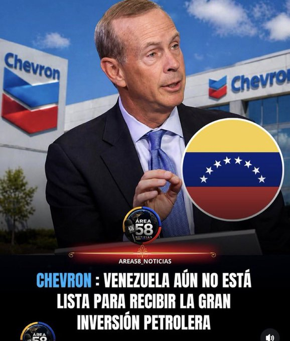 Chevron: No están dada las condiciones en Venezuela para Invertir. 

Mientran los mismos delincuentes controlen todos los Poderes Publicos es imposible invertir en Venezuela. <a href="/SecRubio/">Secretary Marco Rubio</a> <a href="/usembassyve/">Embajada de los EE.UU. en Caracas</a>