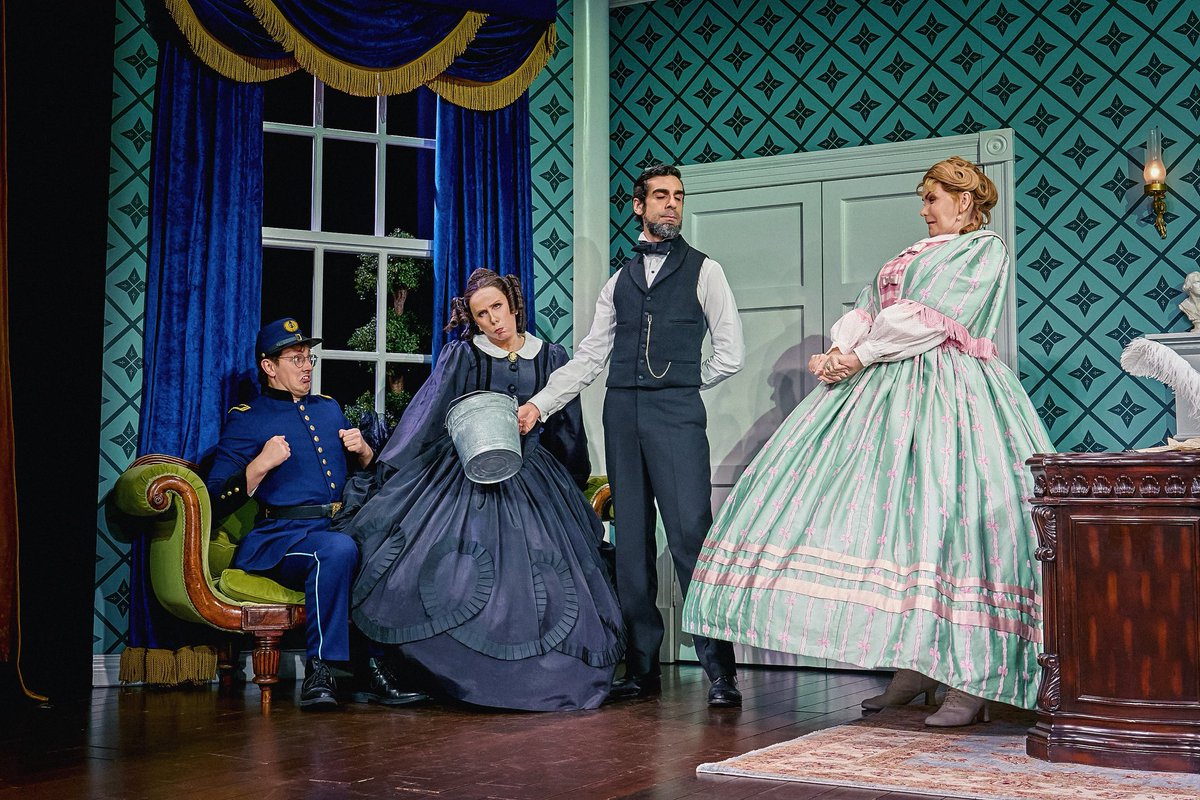 ohmaryplayuk's tweet photo. PLACES, MISS TATE! ⭐️ 

New production photos just released of #CatherineTate as Mary Todd Lincoln in #OhMaryUK.
📸: Manuel Harlan https://t.co/XXmueZLljA