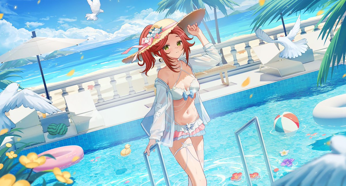 MaekaAmaya's tweet photo. One of my subathon goals was to commission myself in a bathing suit. Well, here I am! Thanks again @Solarart98. <3 #MaekaArt https://t.co/EQEvDBsvBy