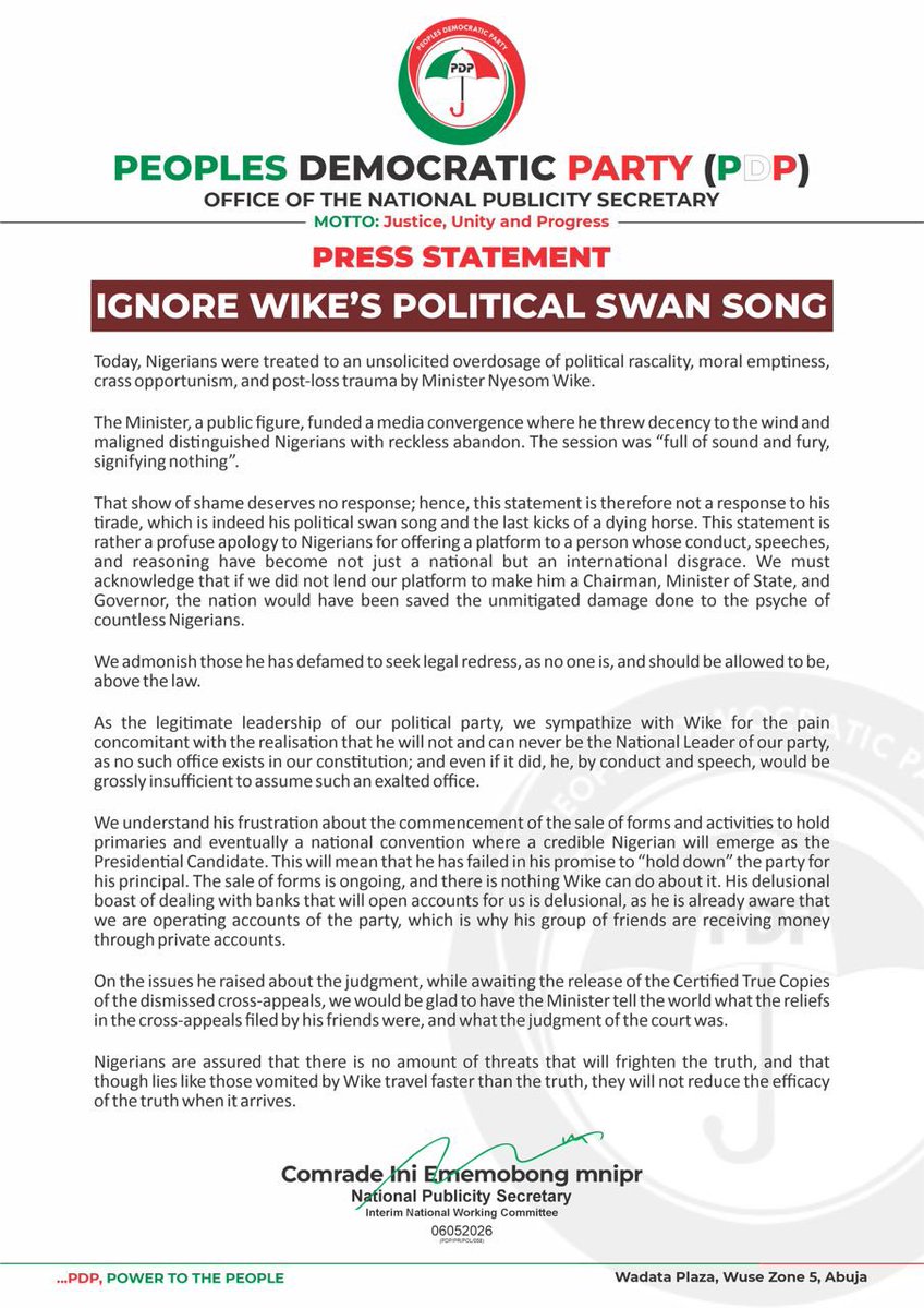 Official PDP Nigeria tweet media