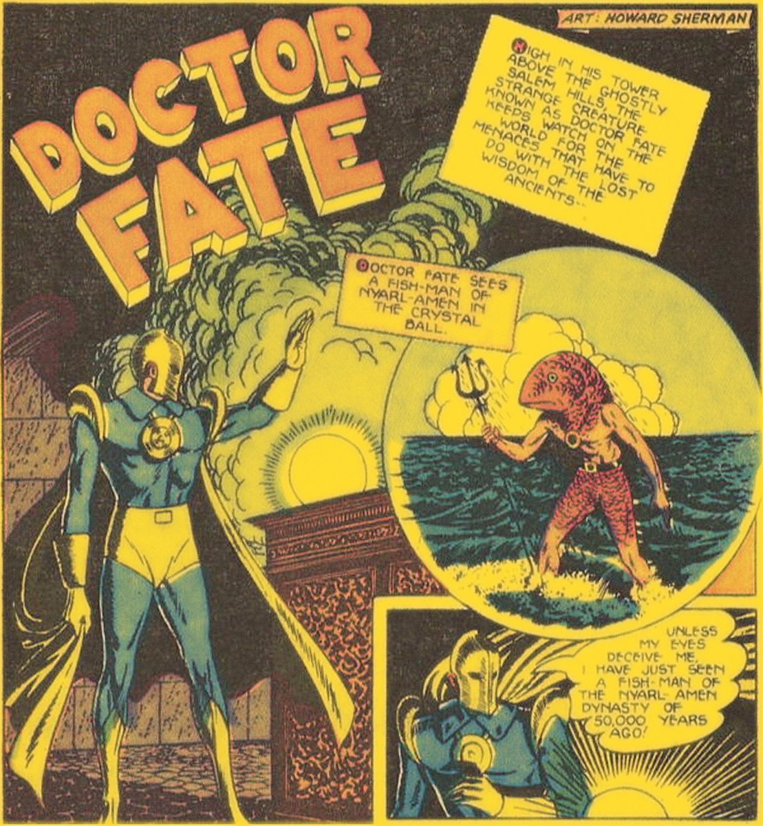ChuckBrouilette's tweet photo. #HappyBirthday #HowardSherman #comicArtist co-creator of #DoctorFate crafted a clean austere &amp; #matterOfFact composition style for the fantastical adventures of #MagicsOriginalPhysician accompanied by his signature curlicue #meander comic panel text box design https://t.co/UUvNT0Ub4A