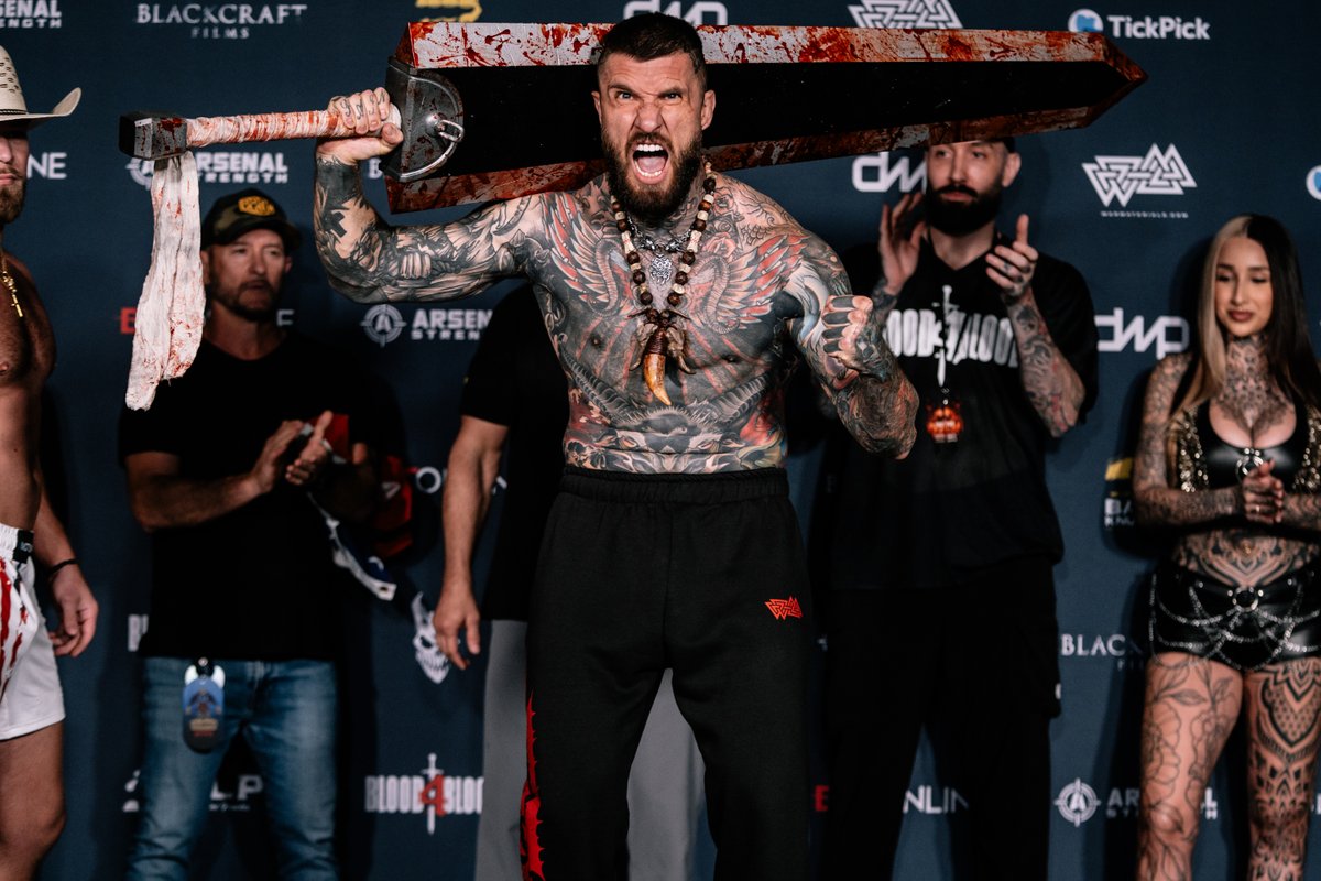 blood4bloodfl's tweet photo. TONIGHT! Alex Terrible & Cameron Delano face-off in bare-knuckle combat 🩸
4 Bands, 4 Brawls. This is the ultimate mix of metal and combat sports ⚔️
Get tickets or stream live at: https://t.co/4E2bdCYxRR
#bkfc #blood4blood #alexterrible #camerondelano #welcometorockville https://t.co/IYIabD1Q3s