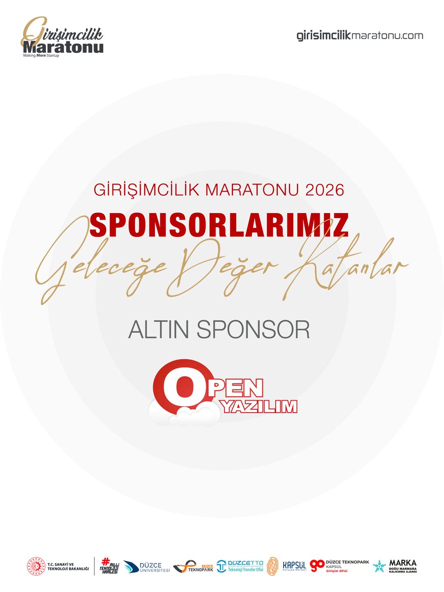 GMaratonu's tweet photo. Girişimcilik Maratonu 2026 için geri sayım başladı! 🚀

Girişimcilik ruhunu güçlendiren sponsorlarımıza teşekkür ediyoruz.

🤝 Altın Sponsorumuz: Open Yazılım Ve Donanım Destek Hizmetleri

#GM26 #DüzceTeknopark #DüzceTTO #DüzceÜniversitesi #GeleceğeDeğerKatanlar #OPENYAZILIM https://t.co/9gJbQJrXJv
