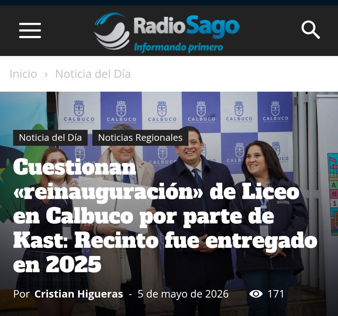 Kast <a href="/PresidenteKast/">José Antonio Kast Rist</a> es TAN penca, que inauguró en Calbuco un liceo que se había entregado en septiembre de 2025 🤮🤢