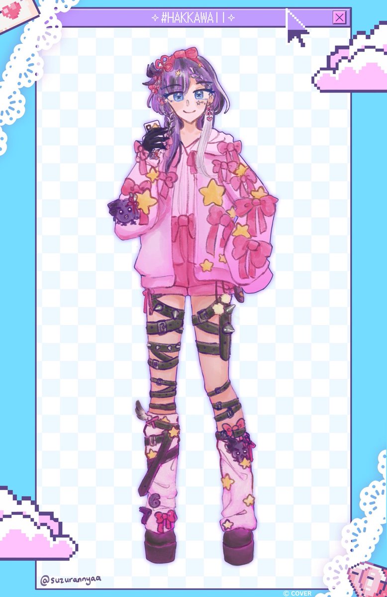 suzurannyaa's tweet photo. My outfit prediction!!
I’m looking forward to the new outfit 💜💟
#PIHAKKASSO #HAKKAWAII https://t.co/HHUERuR8dq