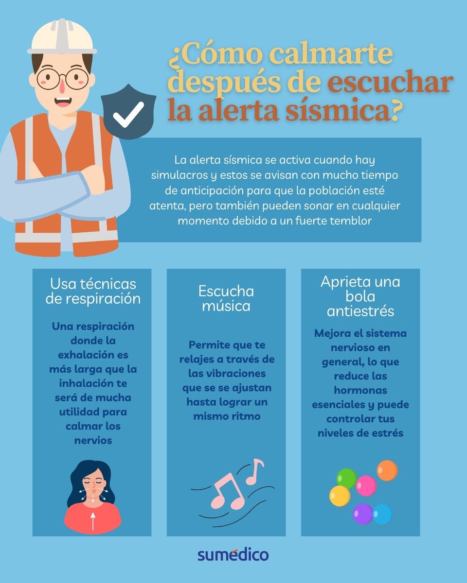 sumedico's tweet photo. Después del simulacro en la Ciudad de México… es normal sentir miedo
Muchas personas experimentan ansiedad o presión al escuchar la alerta sísmica, incluso si no hay peligro real
🧠 Reconocer lo que sientes también es parte de cuidar tu salud mental

#Sismo #CDMX #SaludMental #Ansiedad