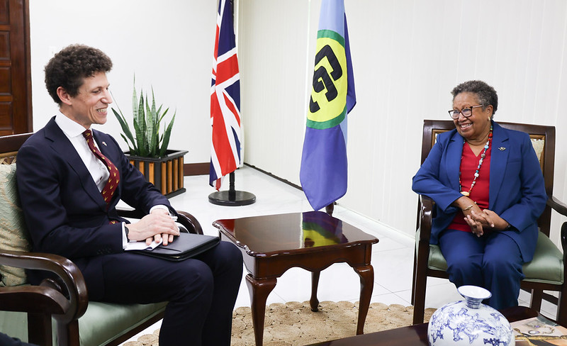 SG_CARICOM's tweet photo. On Mon 4 May, I accepted a Letter of Credence accrediting His Excellency Joseph Fisher, MBE,  as UK Ambassador to CARICOM. We exchanged views on our historical relationship and priorities for ongoing engagement. https://t.co/I7uxalHeNz