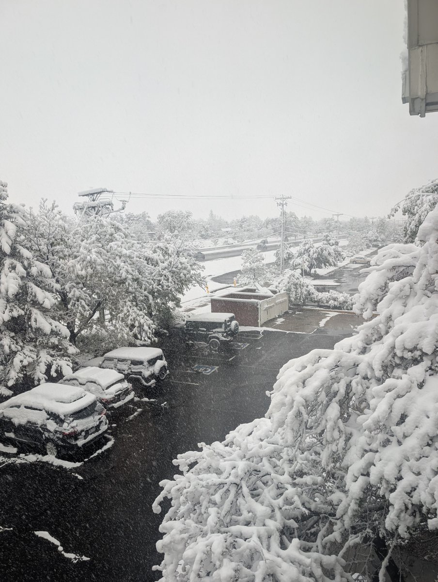 TTUrenewable's tweet photo. We made it to Boulder! ❄️ This is the view from our hotel this morning. We came from West Texas to compete at CWC 2026, and a May snowstorm isn't going to stop us.  #TechsanWindTeam #CWC2026 #CollegiateWindCompetition #TexasTech https://t.co/qVNcV9v9hw