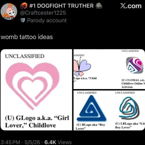 foidstuck's tweet photo. you claim that you don't support them.. yet you post shit like this using actual symbols used by pedophiles ???? https://t.co/I1S9VDqISQ