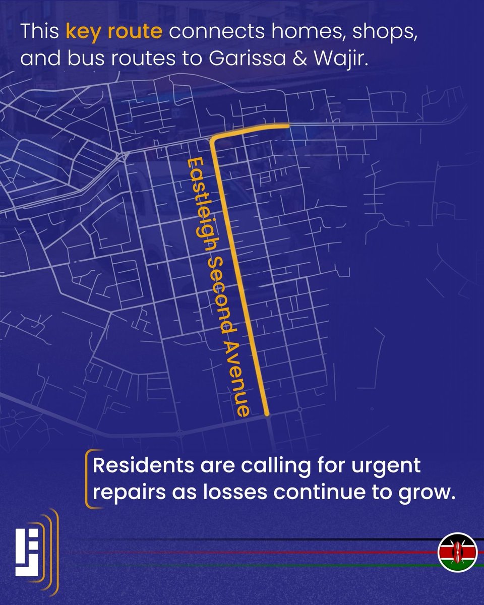 JamiiForums_KE's tweet photo. Residents and road users along Second Avenue, from Equity Bank roundabout to Fourteenth Street in Nairobi, are raising concerns over the road’s poor condition

Ongoing rains and erosion have created large gullies, deep potholes, and stagnant water. The busy stretch, linking residential and commercial areas, has become difficult for both motorists and pedestrians.

Read more https://t.co/mZxdjVX715