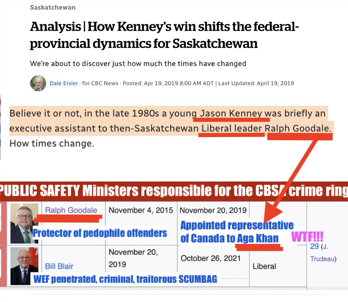 CryHarderLibtrd's tweet photo. @Martyupnorth All good questions. I wonder this about his fellow gay globalist asswipe, Dominic Cardy. RCMP should be more concerned with who's funding these predatory parasites than with grandma's $50 convoy donation.
#CabalBitches #AgaKhan #Soros #RalphGoodale #JasonKenney https://t.co/iZSDUbPrtC