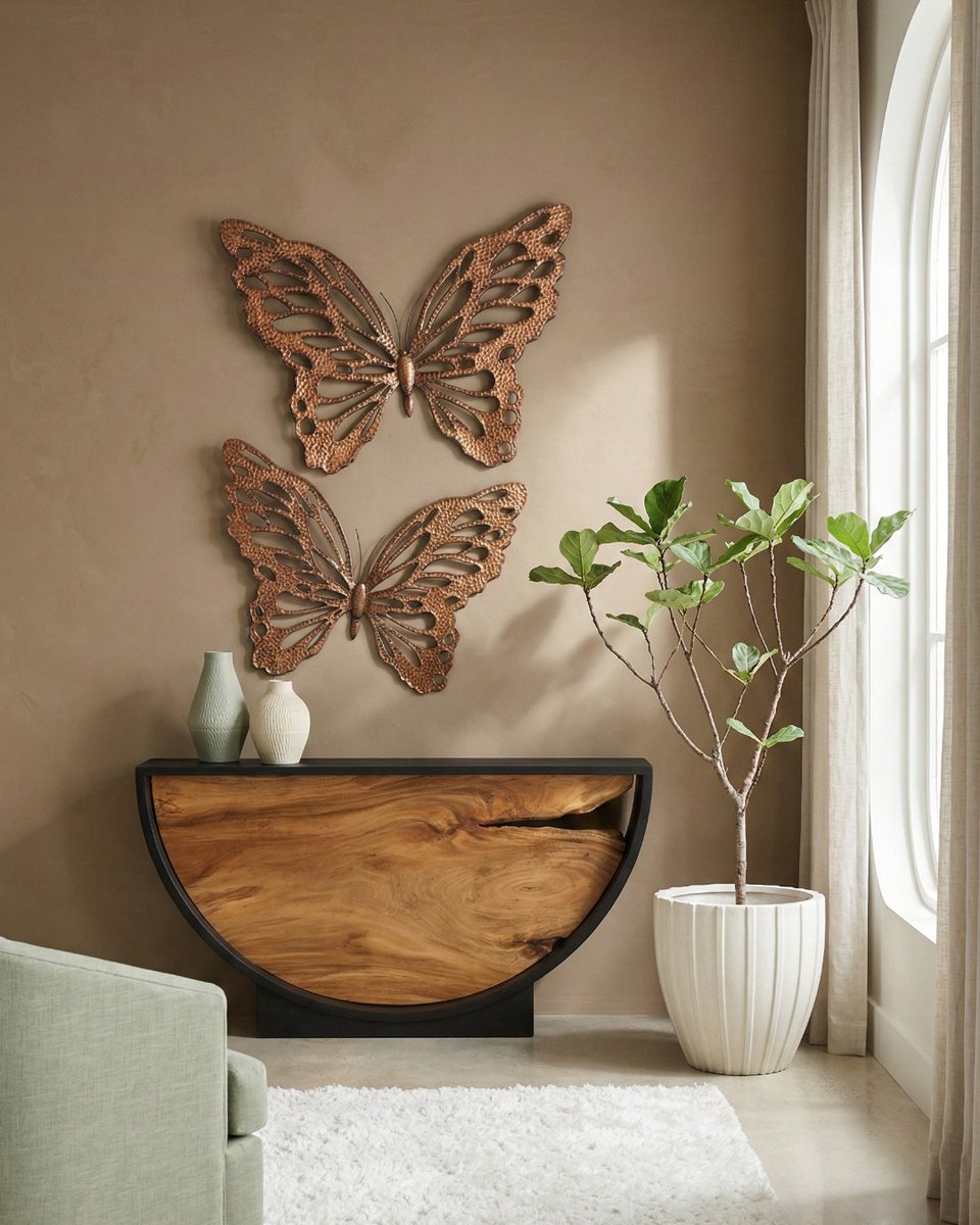PhillipsCo's tweet photo. No garden required—just a wall and a good eye for design. Our Copper Butterfly Wall Art flutters between sculpture and statement, catching the light like it knows it looks good. Warm, textural, and just the right amount of dramatic, it turns blank space into a moment. https://t.co/Hcn1nOWHgW