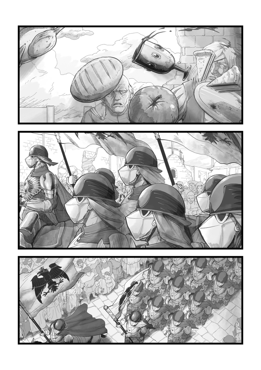OculusFestum's tweet photo. Fortuna marches forward with a promise:
vengeance for the fallen and the monuments.

A page from the newest chapter of ANT IDOL. https://t.co/sxnGdO6p4i