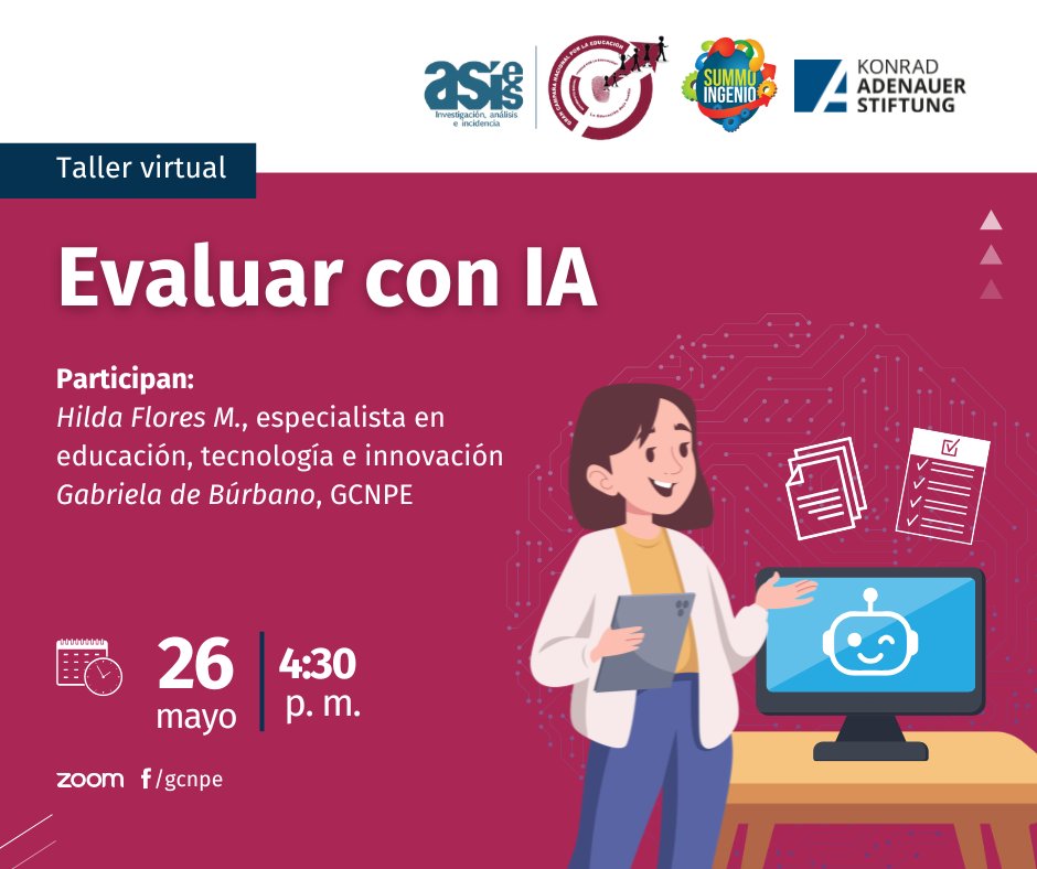GCNPEGuate's tweet photo. 📆 Aparta la fecha: El próximo 26 de mayo aprenderemos cómo utilizar la inteligencia artificial para evaluar el progreso de los estudiantes. ¡No faltes!

🖊️ Regístrate gratis: https://t.co/NpkVPJXR7M https://t.co/xthHHjN784