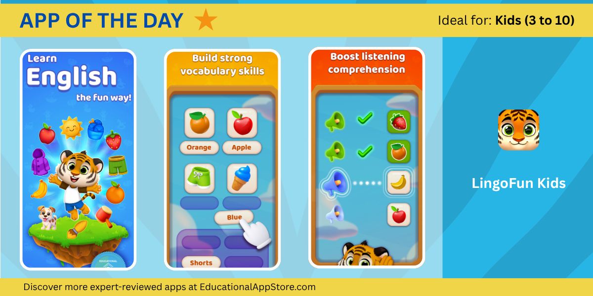 eduappstore's tweet photo. LingoFun has officially earned its certification from the Educational App Store!

An engaging English learning app helping children build language skills through interactive games and guided learning pathways. Try now - https://t.co/62rEWiP0cp 

#EdTech #Apps https://t.co/6TmU6geoku