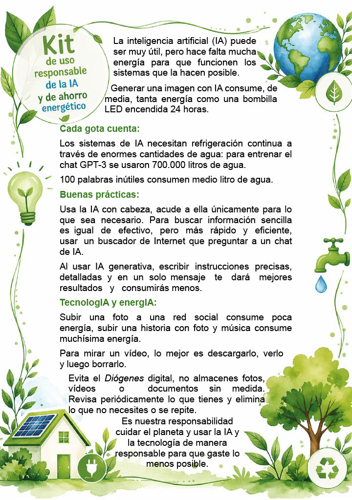 Retinader's tweet photo. Nuevo folleto, pensado para la divulgación en los centros de enseñanza, aunque no exclusivamente en ellos, sobre el impacto del uso de la inteligencia artificial y las medidas que favorecen el ahorro digital. Muchas gracias @CoralCalero @GrupoAlarcos 👇👇👇👇 https://t.co/O6l662EVTC