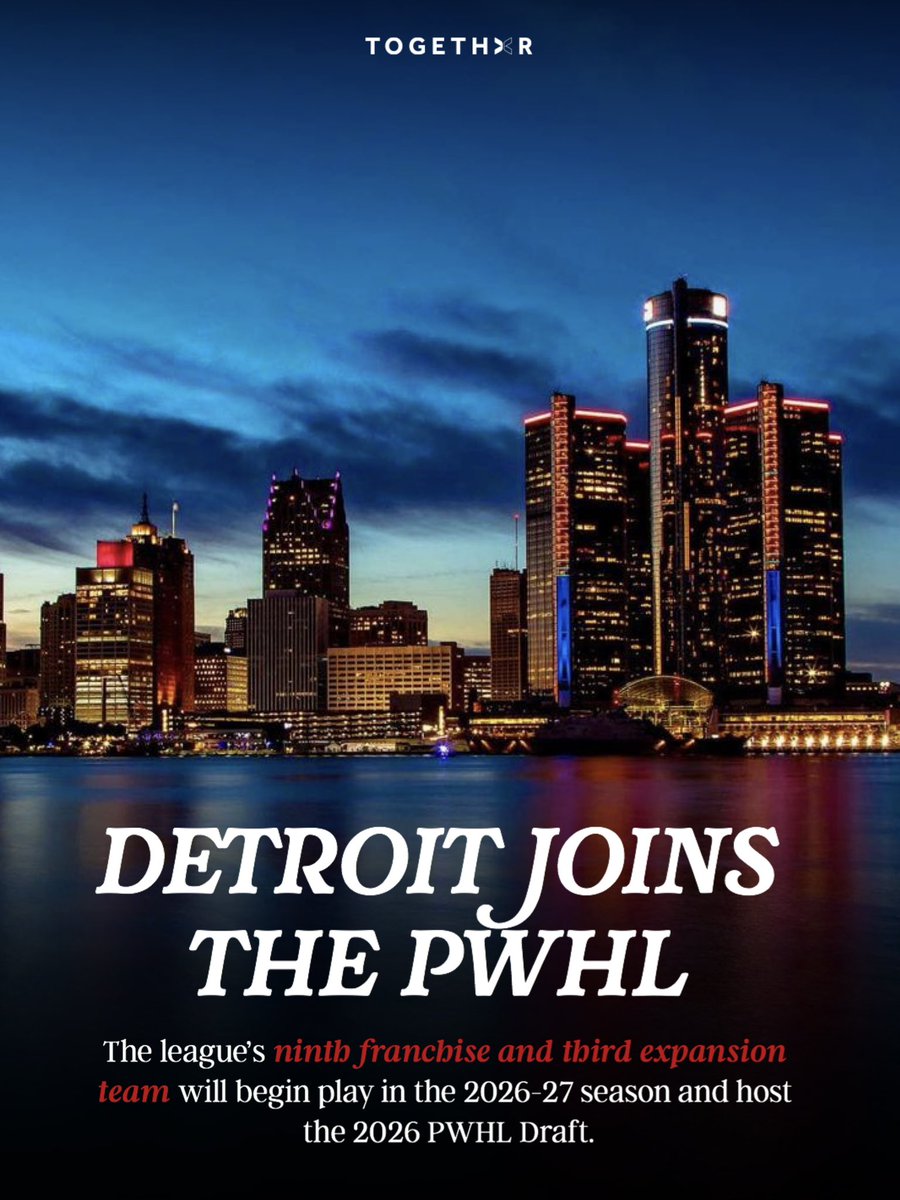 togethxr's tweet image. Hockeytown’s officially got a new home in @thepwhlofficial 😉 🏒