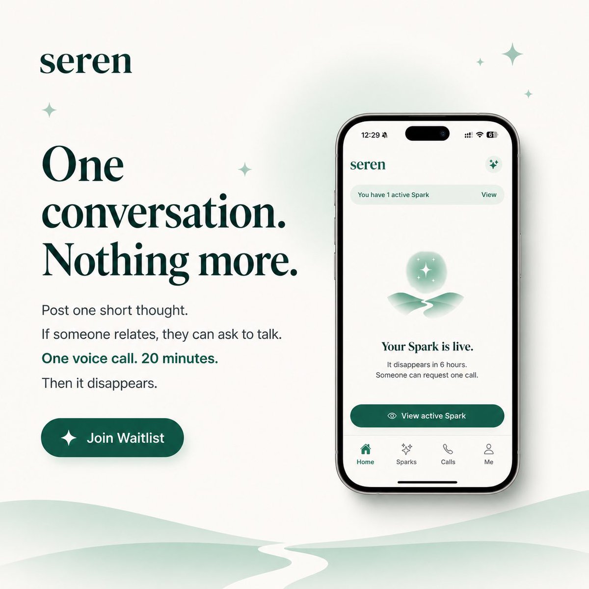 nanayaap1's tweet photo. I’m building Seren, a calm voice app where people post a short thought they want to talk about, and someone who relates can request a 20-minute voice conversation. No profiles, no followers, no chatting forever. Just one real conversation, then it’s gone.

I’m inviting the first 50 testers now. I’d love for you to try it and tell me honestly what feels good, confusing, or broken.