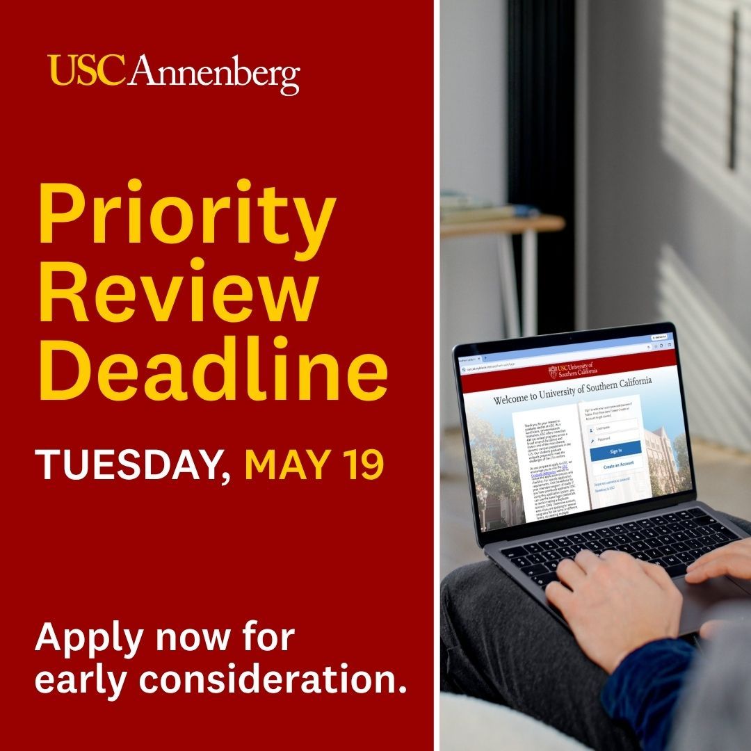 usc_msprism's tweet photo. Don’t miss the upcoming Priority Review Deadline for the MS in Public Relations Innovation, Strategy and Management program! Apply now and receive early consideration for Fall 2026.

Learn more: https://t.co/l9W9UXHfda https://t.co/W4f5UB6VmE
