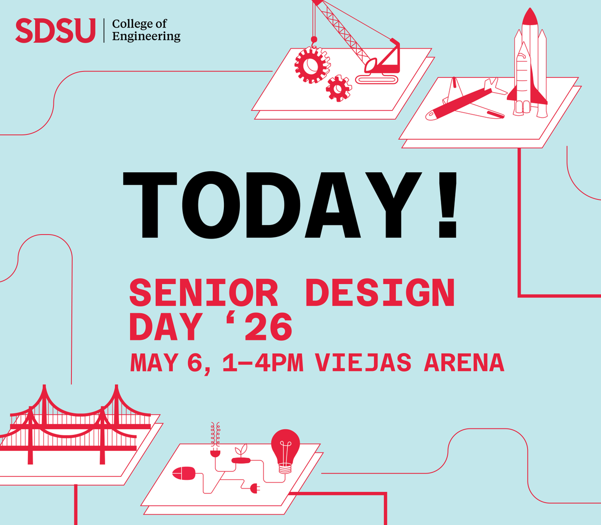 SDSUEngineering's tweet photo. 🚨 1 day until Design Day! 🚨
We’re almost there, join us tomorrow to celebrate a year of innovation, creativity, and hard work. You won’t want to miss it!

#DesignDay #SeniorDesign #Countdown https://t.co/SzSfeRguOr