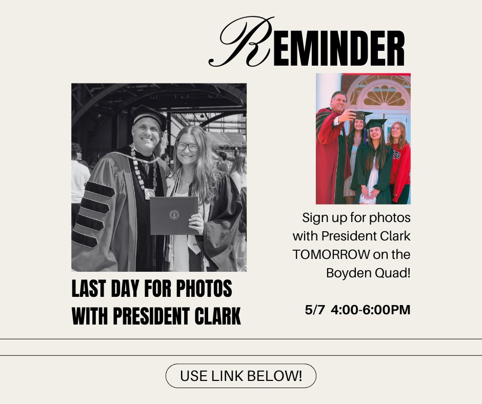 BSUCommencement's tweet photo. 📸 Join President Fred Clark for a Photo Opportunity! 🎓
Don’t miss your chance to capture a special moment on the Boyden Front Steps with President Fred Clark! 🙌
✨ Reserve your spot now on Graduation Central https://t.co/95QXXkqNKB
#BSUGrad26 https://t.co/mz9bWRoldF