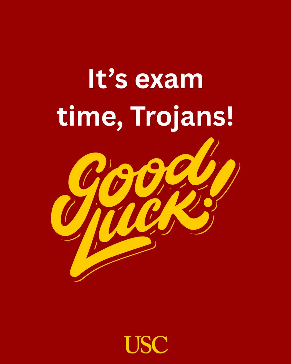 USCGradAdm's tweet photo. Best of luck on your exams, Trojans. You got this! #FightOn https://t.co/pSN80rFXpm