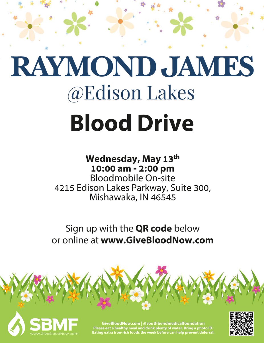 danmceachern's tweet photo. One hour of your time could save a life. 🩸 We're hosting a Blood Drive on Wednesday, May 13th from 10am–2pm at our Mishawaka office.  Scan the QR code or visit https://t.co/bNJITKsduJ to sign up. Come see us! https://t.co/klqmMY0Zu6